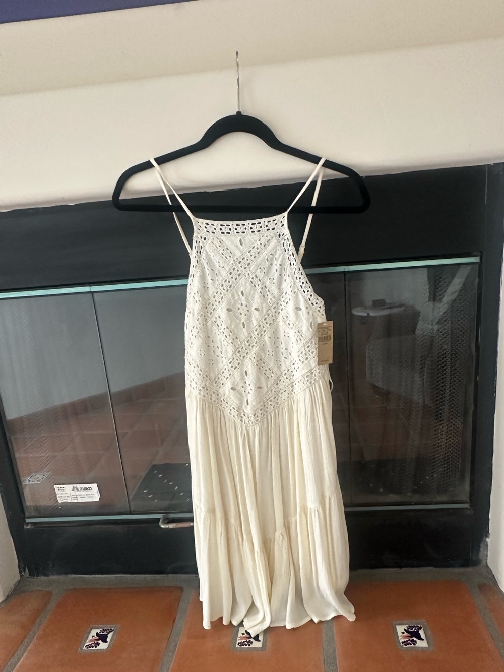 American Eagle Outfitters White Crochet Halter Maxi Dress